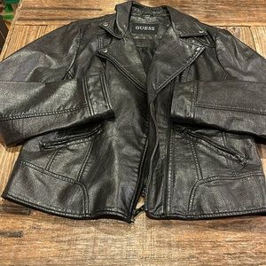 Guess faux leather biker jacket size xl, never worn, like new